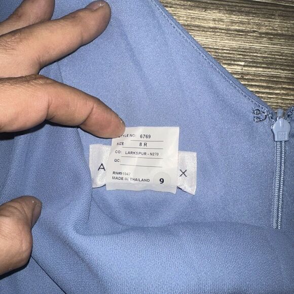 After Six Bow One-Shoulder Trumpet Gown Size 8 in Larkspur NWT MSRP$263 - Picture 10 of 14